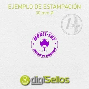 Exemplo de impressão de carimbo 30 mm Ø