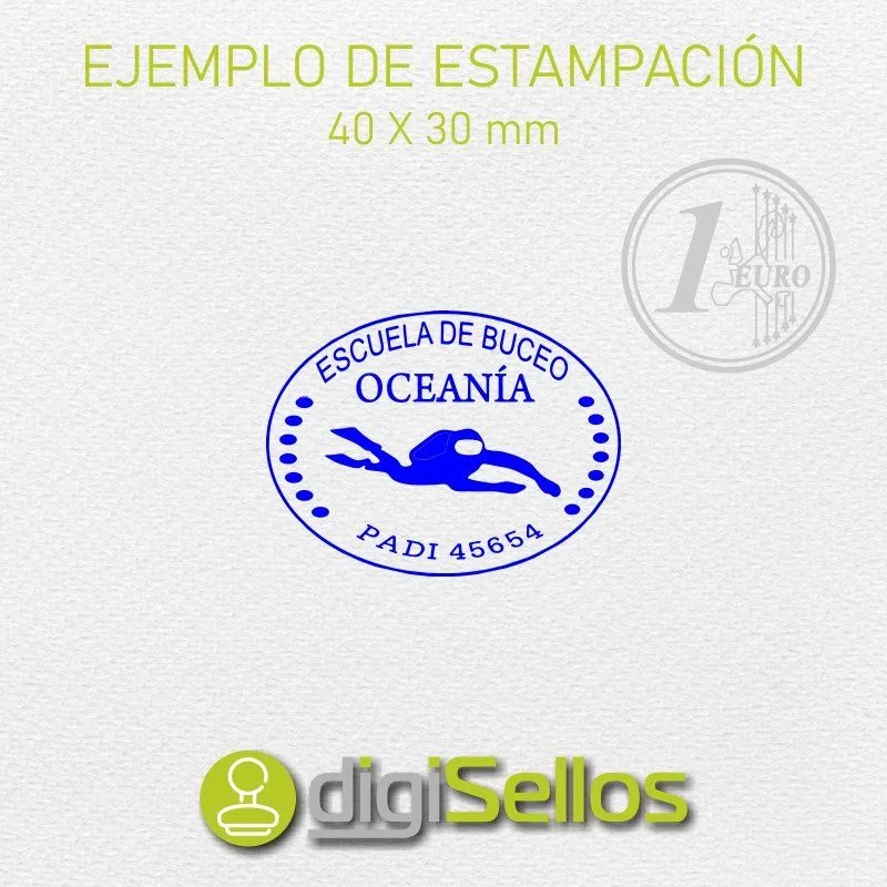 Modelos de carimbo de borracha 40x30mm removíveis 4 ► Carimbos digitais Exemplo de impressão de carimbo oval de 40x30 mm
