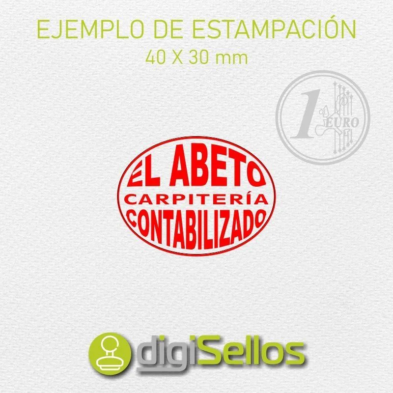 Modelos de carimbo de borracha 40x30mm removíveis ► Carimbos digitais Exemplo de impressão de carimbo oval de 40x30 mm
