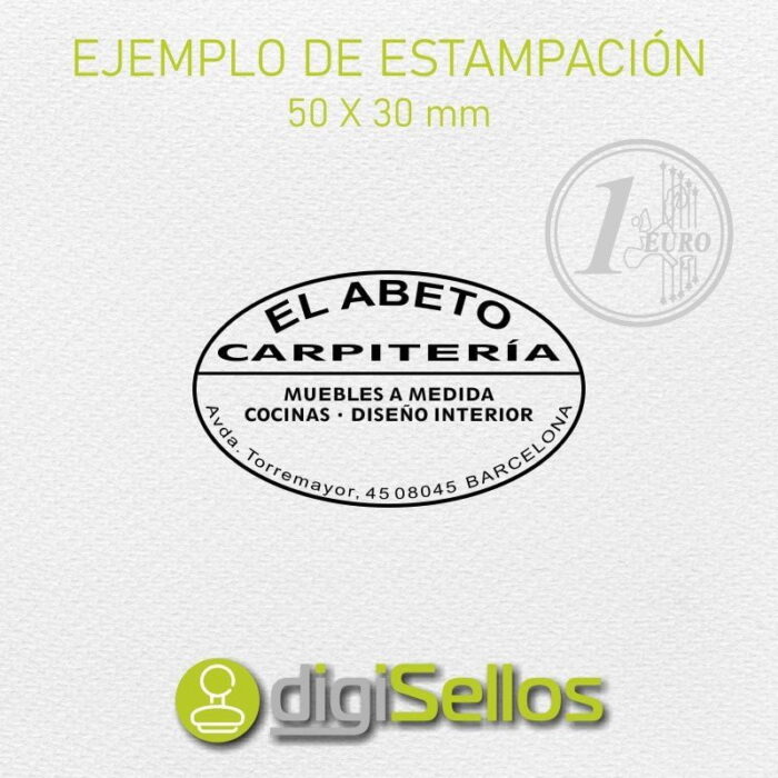 Ejemplo impresión sello 50x30 mm ovalado