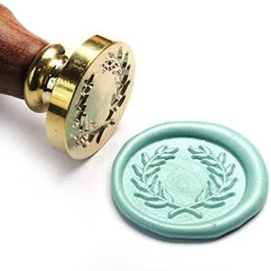 Wassergrünes Wachssiegel mit Griff