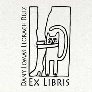 Ex Libris gato abrazado