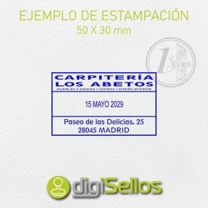 Exemplo de impressão de carimbo de data 50x30 mm