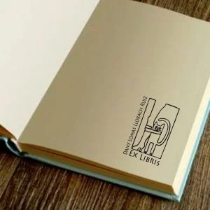 Cat hugged book stamp