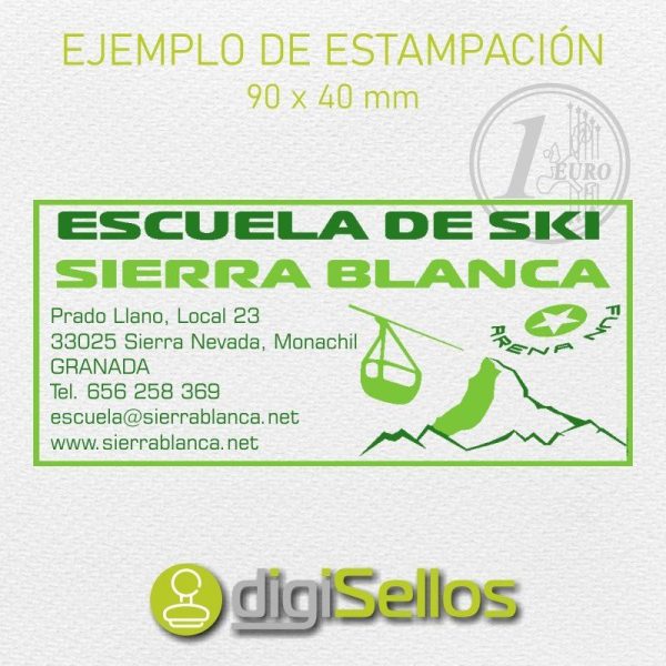 Ejemplo de impresión sello flash 90x40 mm