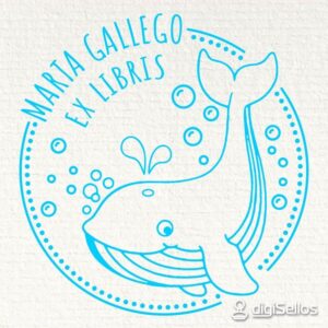 Sello ex libris ballena