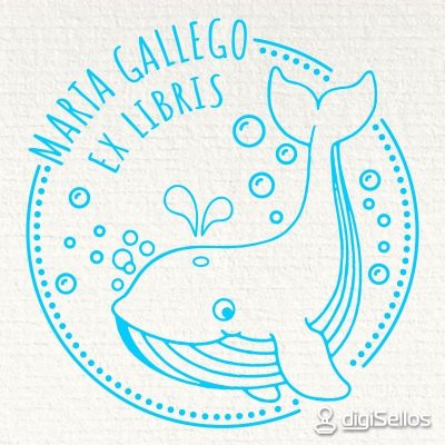 Whale bookplate stamp