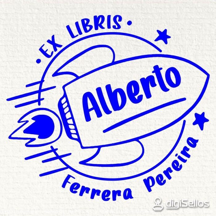 Sello ex libris cohete