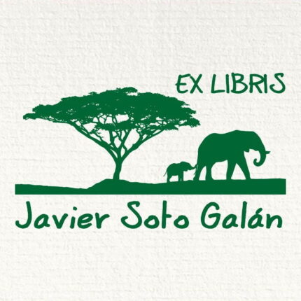 sello ex libris dos elefantes