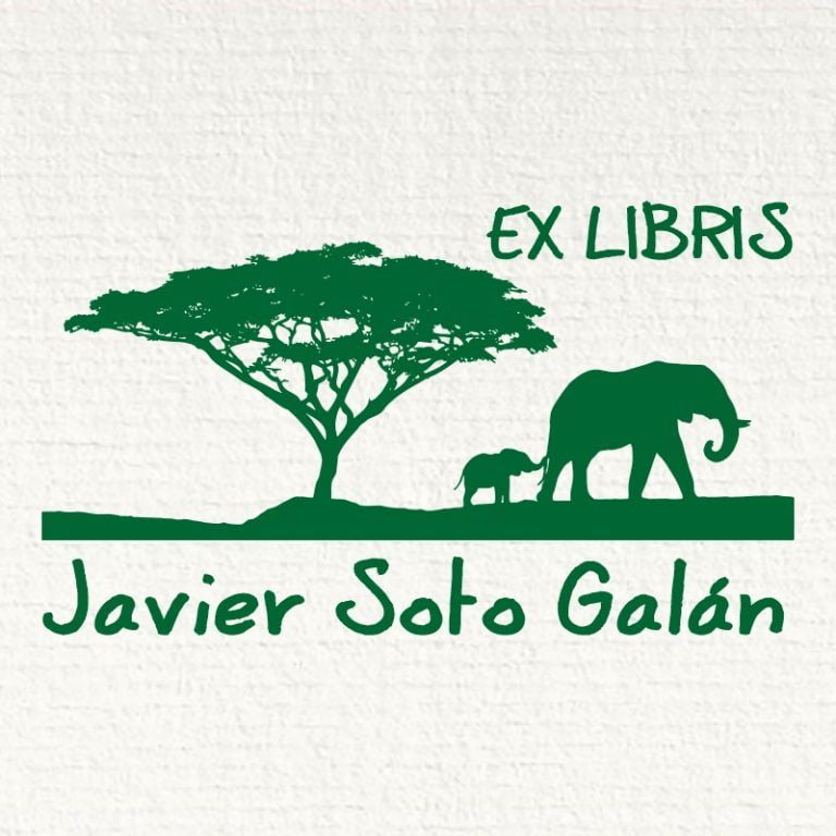 sello ex libris dos elefantes