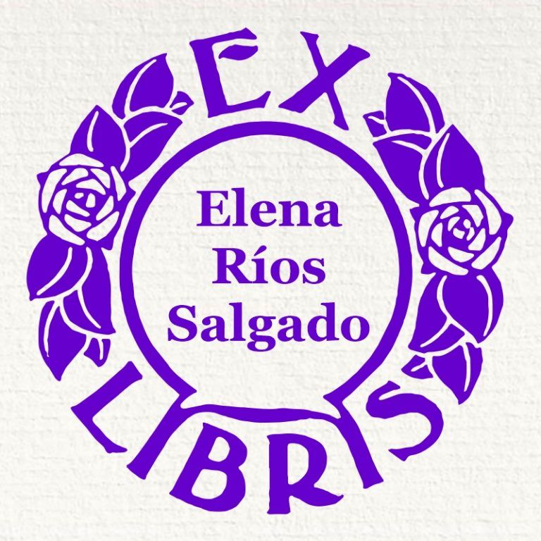 sello ex libris dos rosas