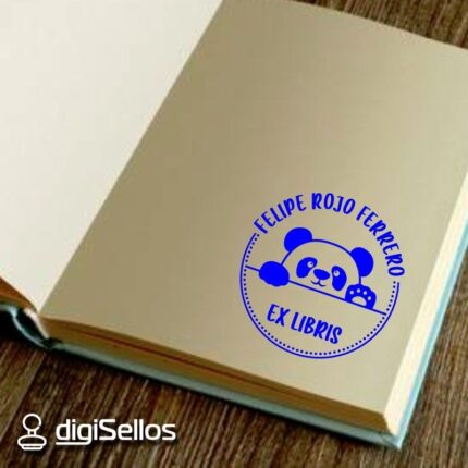 Sello libro oso panda