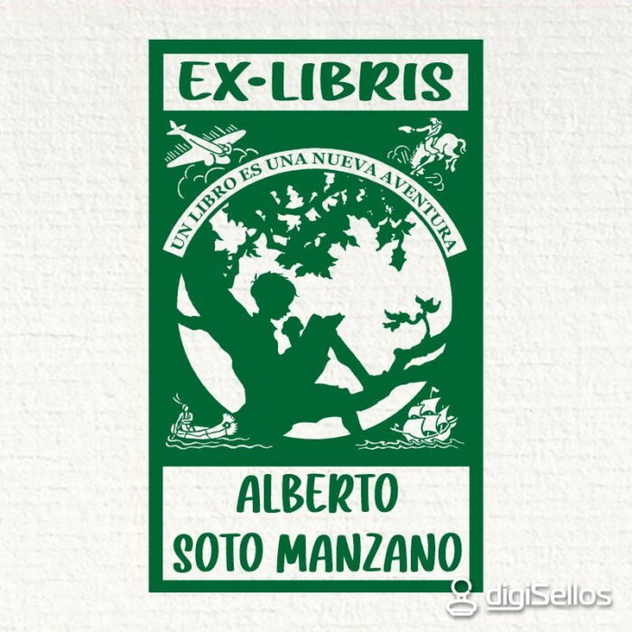 Sello ex libris libro aventura