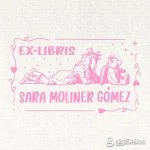 Sello ex libris niña osito