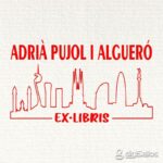 Sello ex libris skyline barcelona