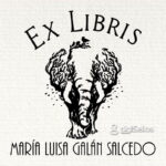 Sello ex libris árbol elefante