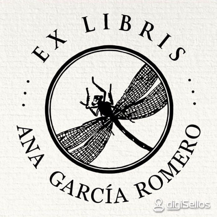 Sello ex libris libélula