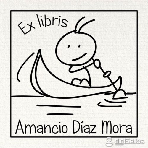 ex-libris-niño-en-canoa Sello ex libris niño en canoa