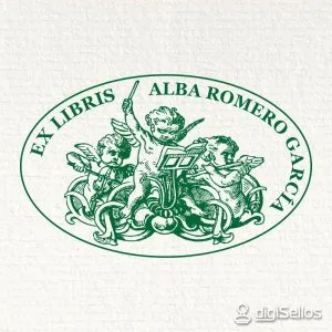 Exlibris-Stempel drei kleine Engel