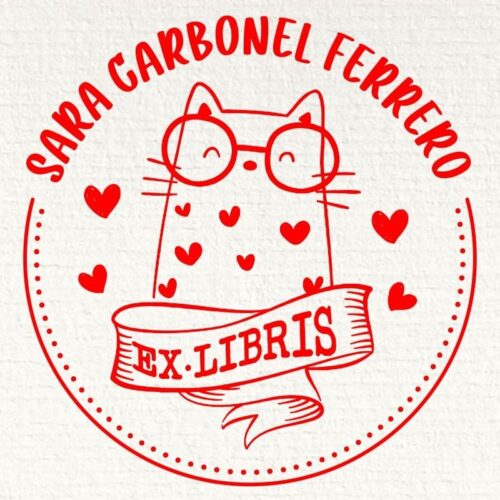 Sello ex libris buho con gafas
