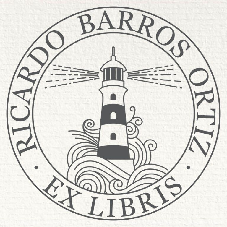 Sello ex libris faro iluminando