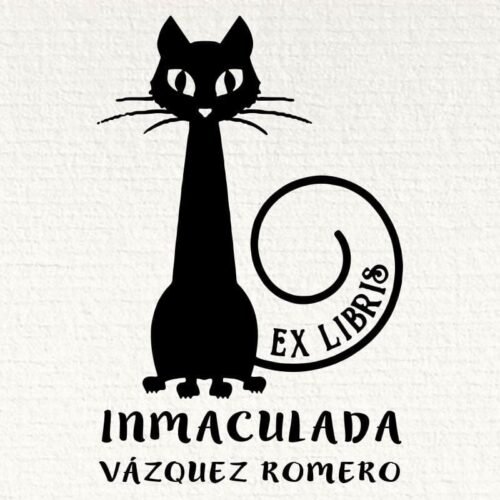 ex-libris-gato-con-cola Sello ex libris gato con cola