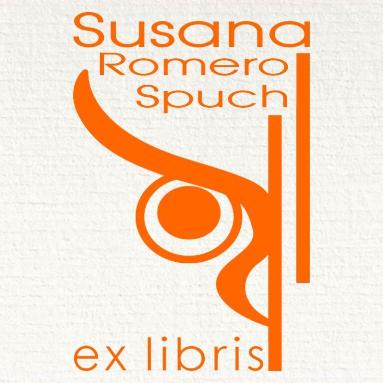 Sello ex libris ojo de buho