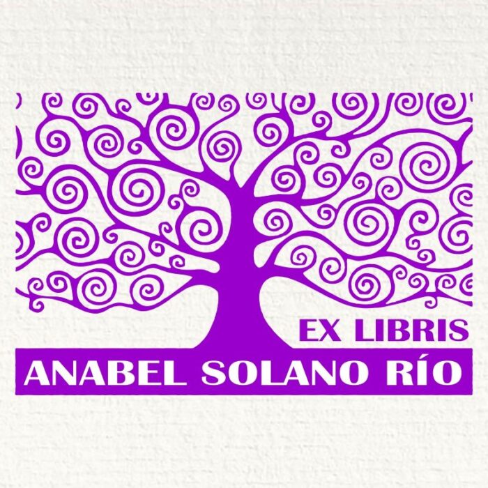 Sello ex libris árbol espirales