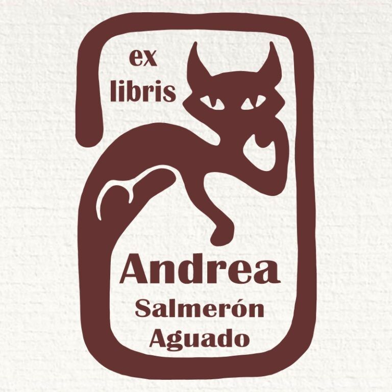 Sello ex libris gato pensativo