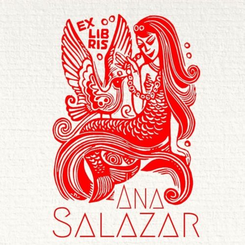 sello-ex-libris-sirena-con-ave Sello Ex libris sirena con ave