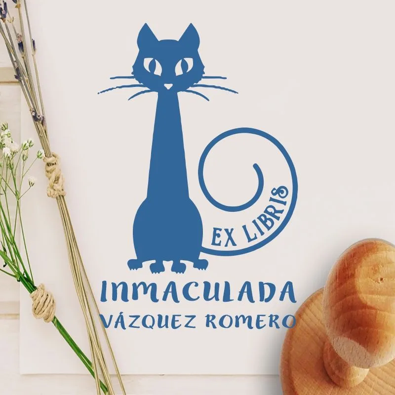 Katze mit Schwanzbuchstempel