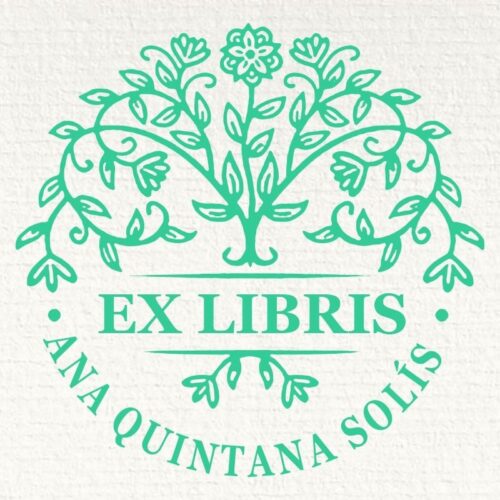 Sellos ex libris arbusto con flores