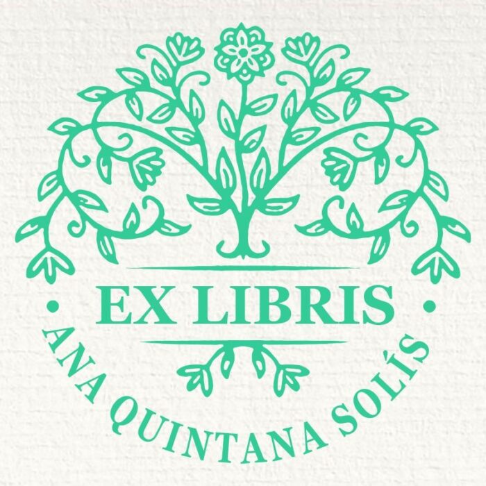 Sellos ex libris arbusto con flores