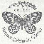 Sello ex libris mariposa con flores