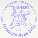 Sello ex libris T-Rex rugiendo