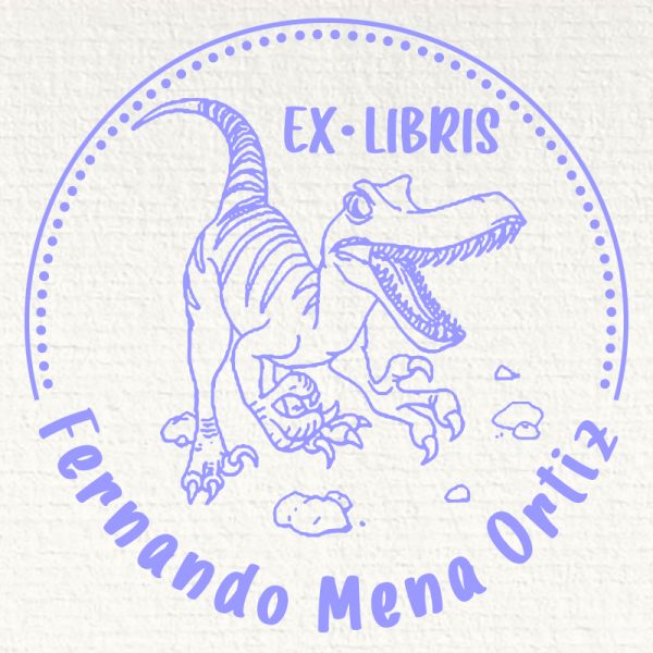 francobollo ex libris T-Rex ruggente