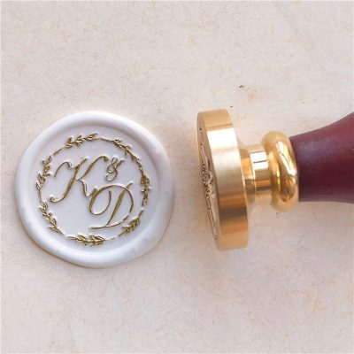 Personalized wax seal with initials and leaf border