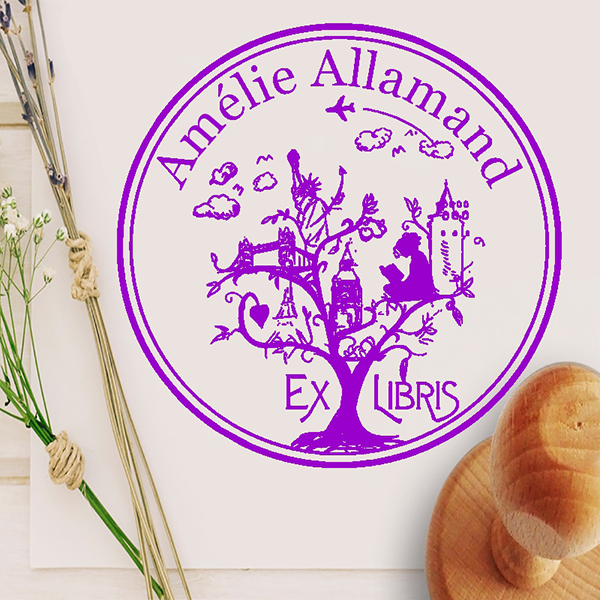 Ex libris timbre arbre du monde