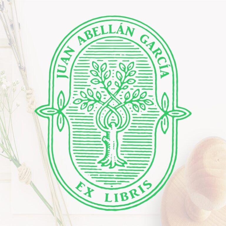 Sello ex libris árbol entrelazado