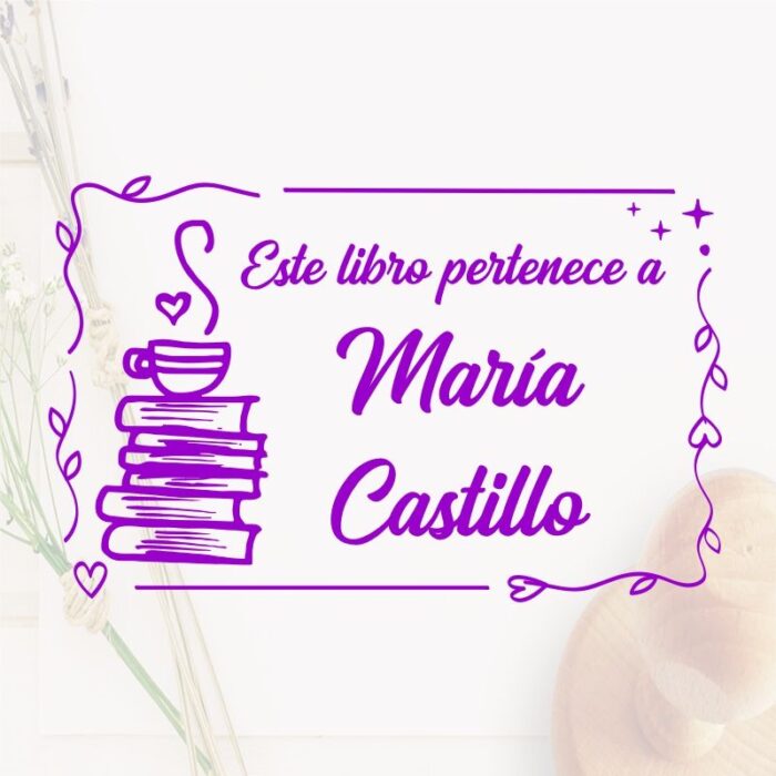 Sello ex libris café y libros