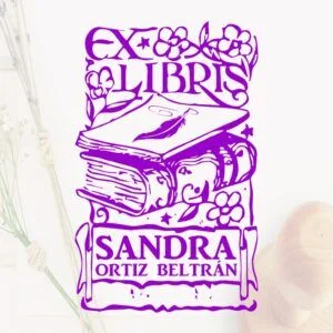 Livro selo ex libris com flores