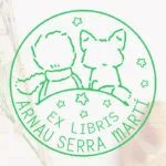 Ex libris stamp little prince looking at the stars