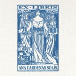 sello ex libris mujer con libro