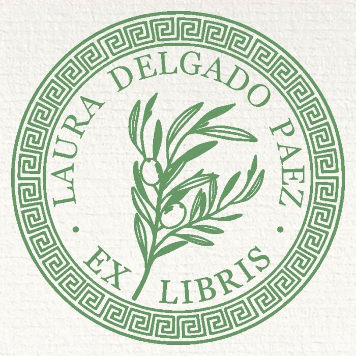 sello ex libris rama de olivo