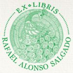 Sello ex libris pavo real