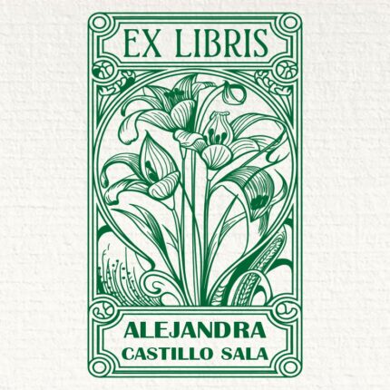 Sello ex libris lirio de agua