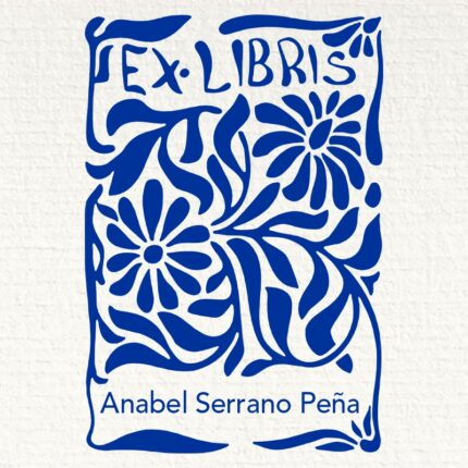 Sello ex libris margaritas entrelazadas