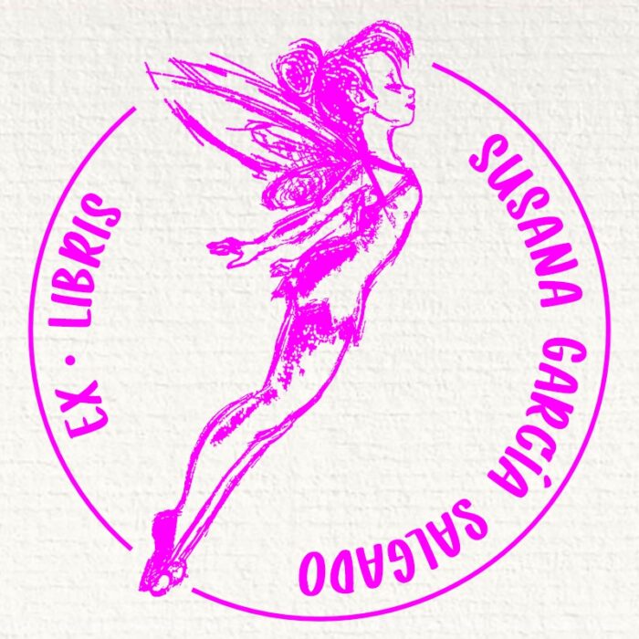 Flying Tinker Bell ex libris stamp