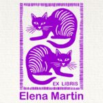 Sello ex libris dos gatos