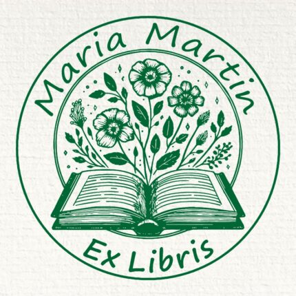 Sello ex libris libro con margaritas